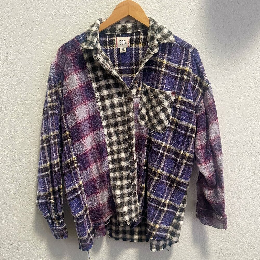 BDG Flannel Robbie Spliced Multi Purple - Picture 3 of 4